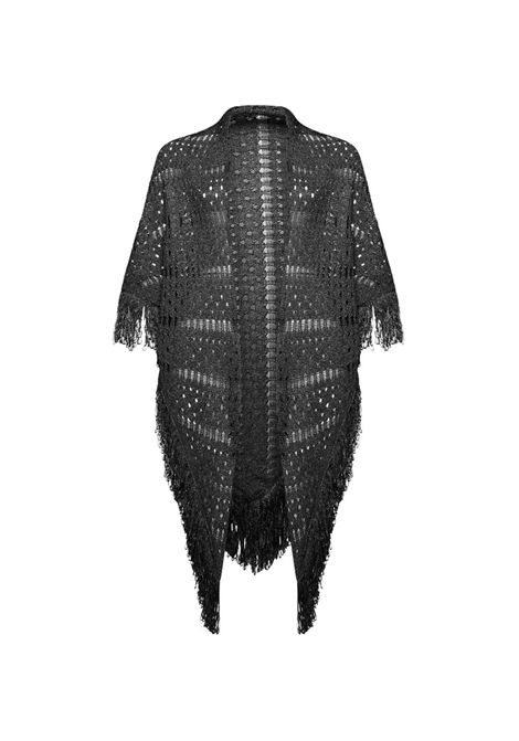 Scialle Simona Corsellini donna SLO0401 Nero lurex traforato frangia SIMONA CORSELLINI | Scialle | SLO0401003